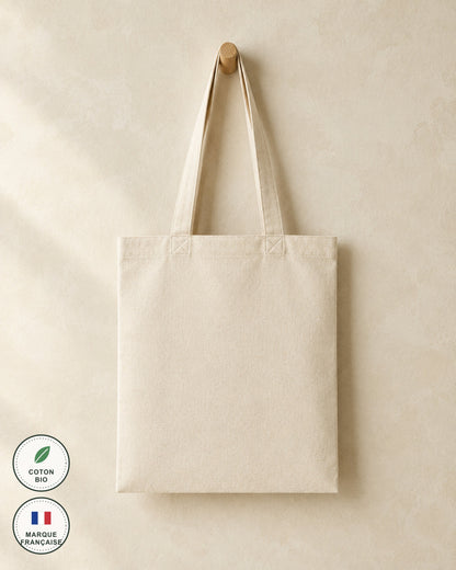 Tote bag personnalisé chien en coton bio beige, marque française Kaplar & Co